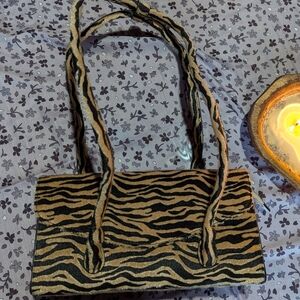 8 Other Reasons Black and Tan Shoulder Bag, Faux Calf Hair From Revolve